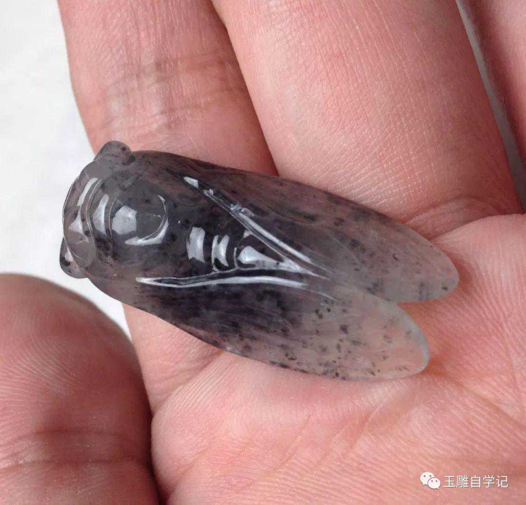 玉雕自学记十八之一鸣惊人翡翠蝉吊坠