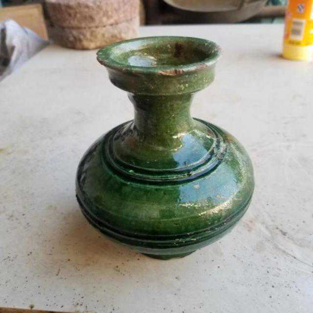 卢氏县文物欣赏：汉代玻璃釉（绿釉）小瓶
