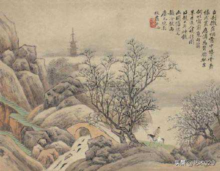 晚清海派画家吴榖祥人物山水画欣赏