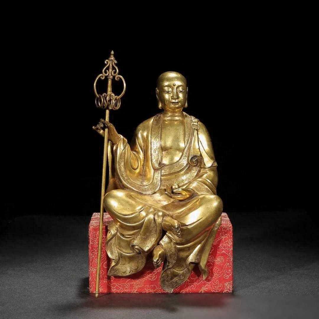 清代：「铜鎏金地藏王佛像」